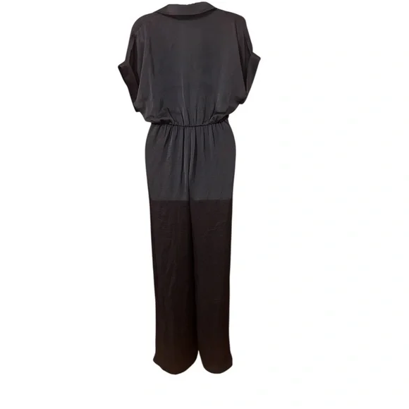 Steve Madden Tori Tie Waist‎ Wide Leg Satin Black Jumpsuit Size XS NWOT - Picture 10 of 16